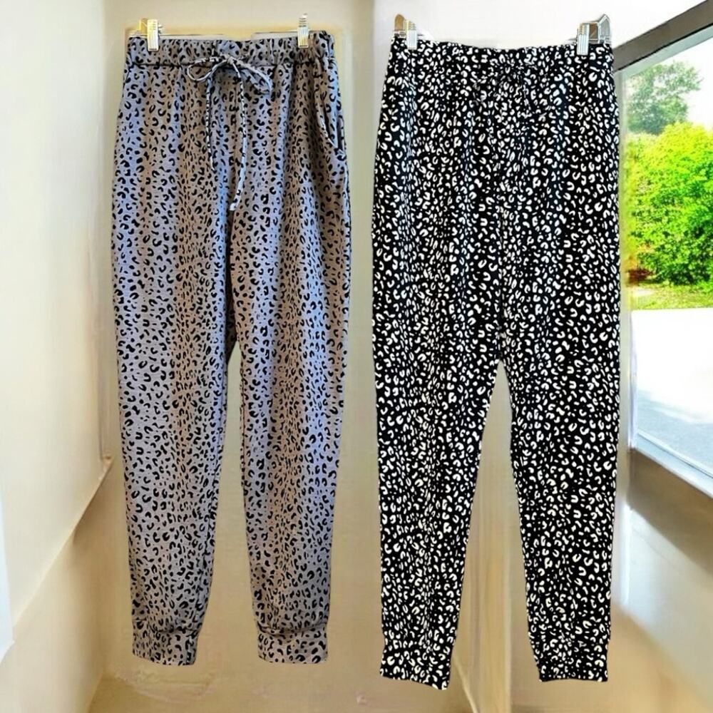 NEW Bundle RSK Leopard Print Casual Drawstring Tapered Jogger Lounge Pant M NWOT